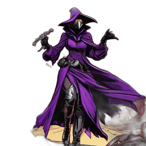staff, mask, hat, concept art, fantasy art, pixel art, comic book art, dark transparent PNG cut-out
