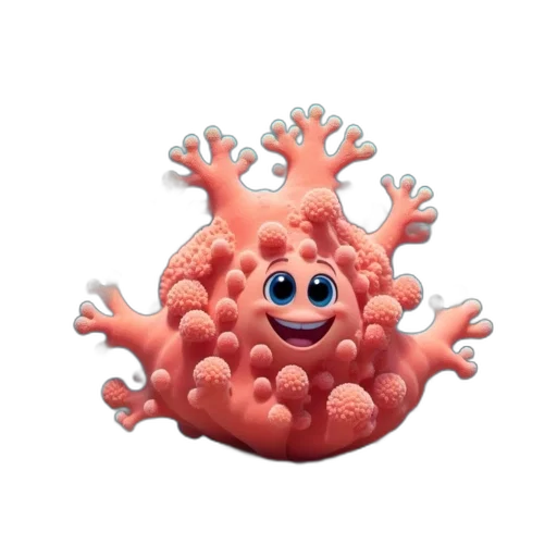 creature, crown, animal, hair, 3d render, concept art, coral, face transparent PNG cut-out