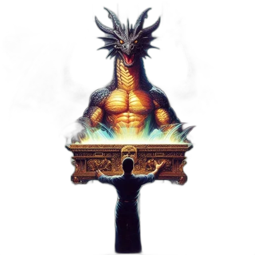 dragon, sword, creature, staff, pixel art, concept art, fantasy art, 3d render transparent PNG cut-out
