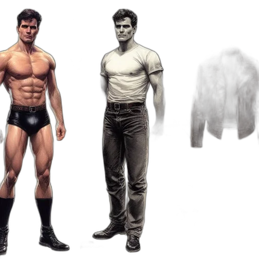 jacket, concept art, comic book art, fantasy art, 3d render, earth tones, monochrome, dark transparent PNG cut-out