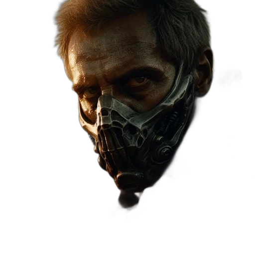 mask, face, creature, concept art, photorealistic, cyberpunk, fantasy art, dark transparent PNG cut-out