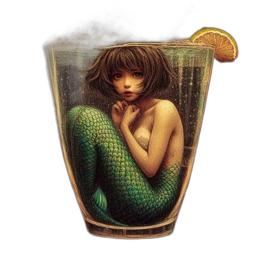 bottle, fantasy art, pixel art, photorealistic, concept art, underwater, surreal, setting transparent PNG cut-out