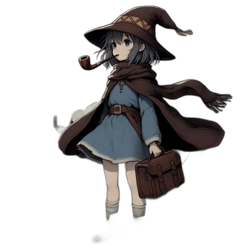 hat, staff, dress, weapon, concept art, pixel art, fantasy art, anime transparent PNG cut-out