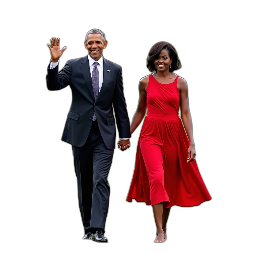 dress, red, president, united, states, barack, obama, walking transparent PNG cut-out