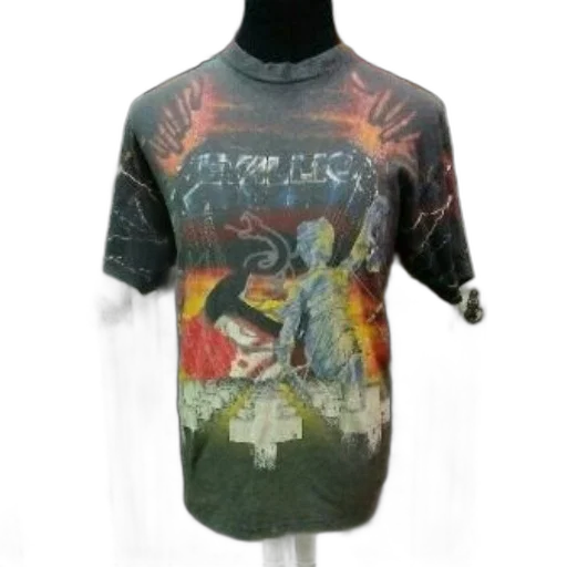 black, t-shirt, colorful, graphic, design, featuring, word, metallica transparent PNG cut-out