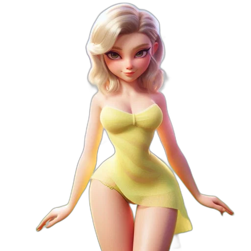 dress, 3d render, concept art, cartoon, fantasy art, animated, fair-skinned, woman transparent PNG cut-out