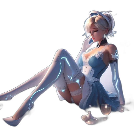 robot, dress, weapon, staff, concept art, anime, fantasy art, pixel art transparent PNG cut-out