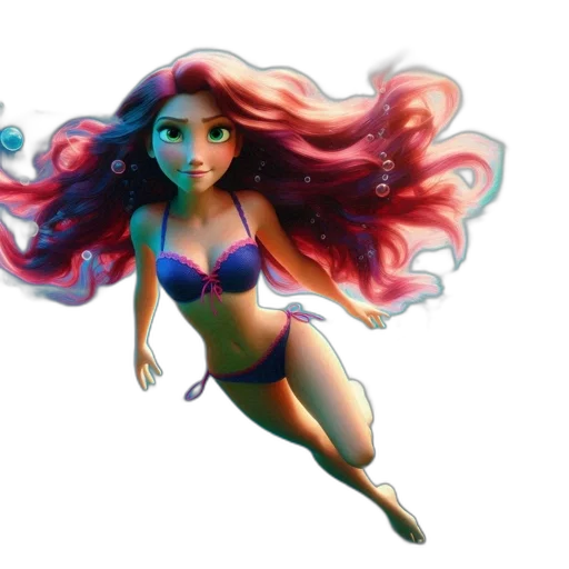 dress, fantasy art, 3d render, concept art, cartoon, underwater, animated, female transparent PNG cut-out