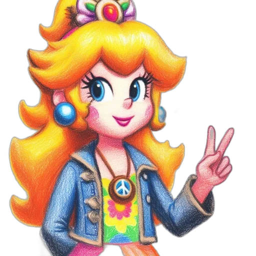 jacket, staff, crown, cartoon, pixel art, vaporwave, watercolor, colorful transparent PNG cut-out