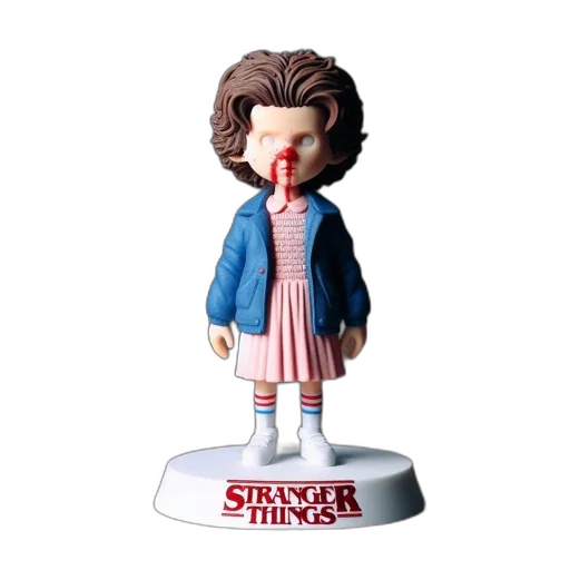 figurine, stranger, things, character, young, girl, distinctive, hairstyle transparent PNG cut-out