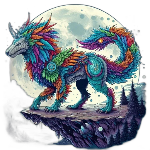 dragon, creature, animal, staff, fantasy art, concept art, watercolor, pixel art transparent PNG cut-out