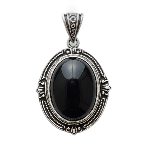jewelry, crown, silver, pendant, black, onyx, stone, displayed transparent PNG cut-out