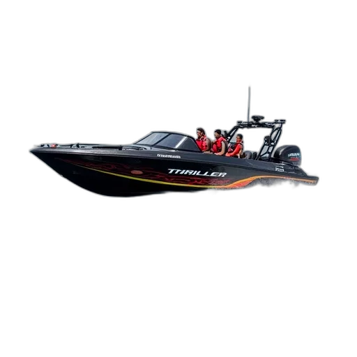 3d render, speedboat, group, people, board, speeding, across, ocean transparent PNG cut-out