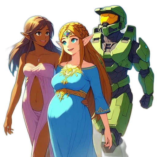 dress, robot, concept art, pixel art, fantasy art, comic book art, green, colorful transparent PNG cut-out