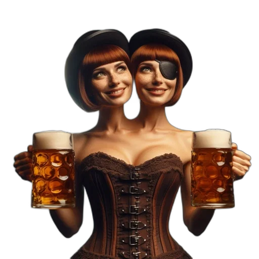 face, photorealistic, 3d render, fantasy art, oil painting, two, women, identical transparent PNG cut-out