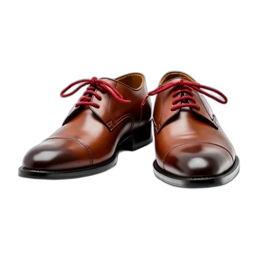 shoes, photorealistic, 3d render, pair, brown, leather, dress, red transparent PNG cut-out