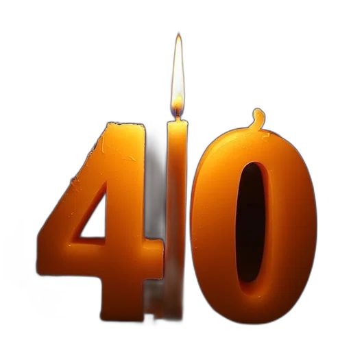 3d render, number, forty, burning transparent PNG cut-out