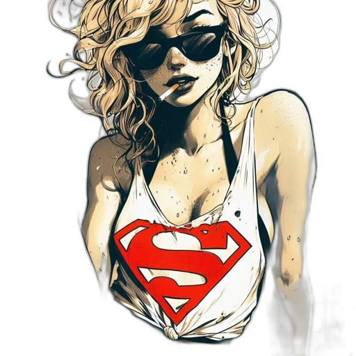 comic book art, concept art, cartoon, watercolor, illustrated, woman, sporting, blonde transparent PNG cut-out