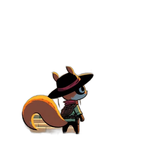 hat, staff, animal, weapon, concept art, 3d render, pixel art, fantasy art transparent PNG cut-out