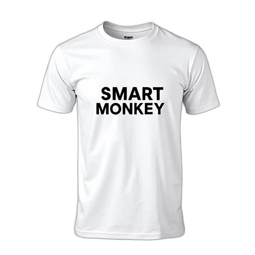 3d render, white, t-shirt, phrase, smart, monkey, printed, black transparent PNG cut-out