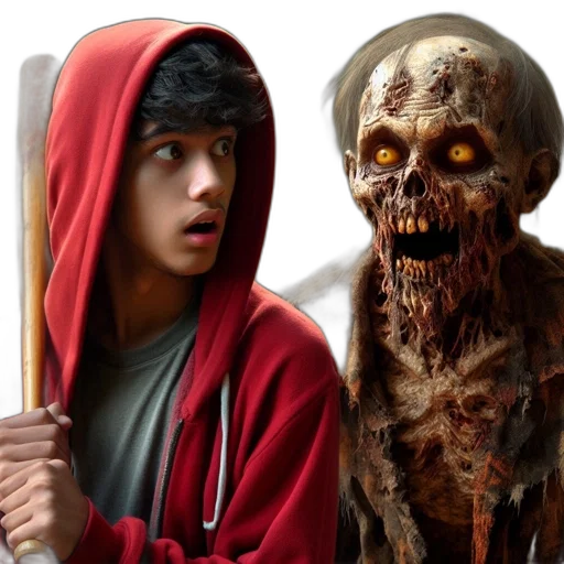 concept art, 3d render, photorealistic, comic book art, young, man, red, hoodie transparent PNG cut-out