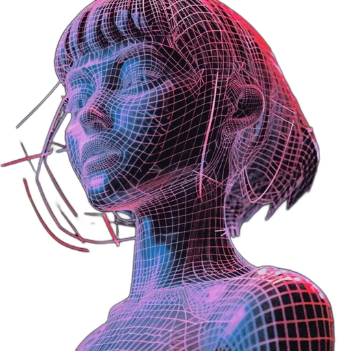 mask, face, robot, crown, cyberpunk, 3d render, vaporwave, concept art transparent PNG cut-out