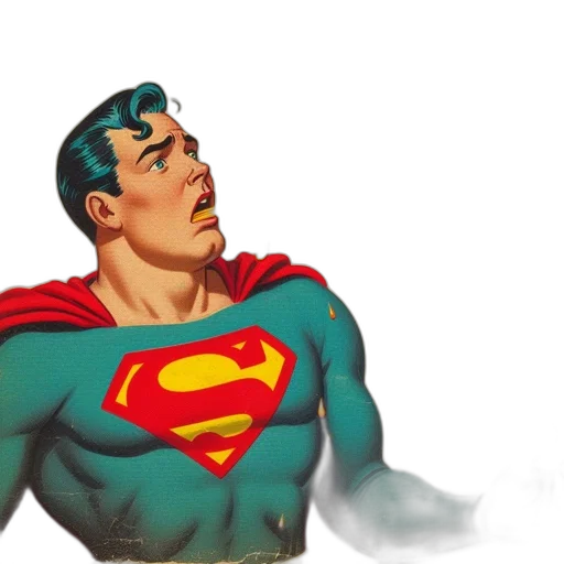 comic book art, photorealistic, concept art, 3d render, superman, depicted, illustrated, scene transparent PNG cut-out
