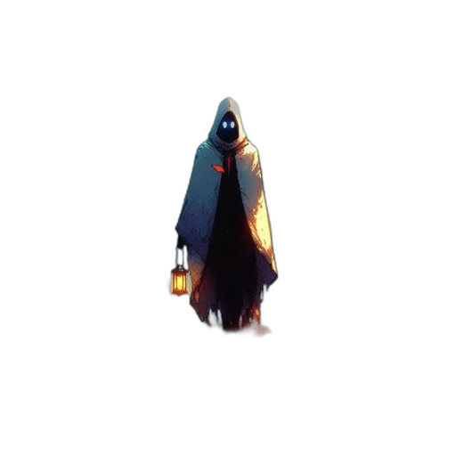 mask, dress, creature, staff, 3d render, concept art, pixel art, comic book art transparent PNG cut-out