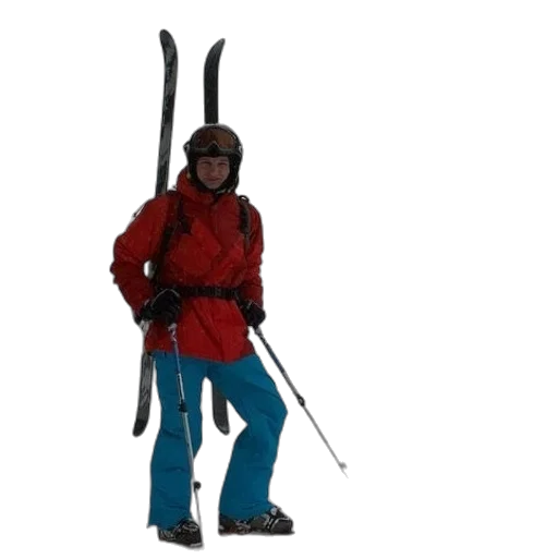 staff, jacket, weapon, umbrella, 3d render, concept art, skier, red transparent PNG cut-out