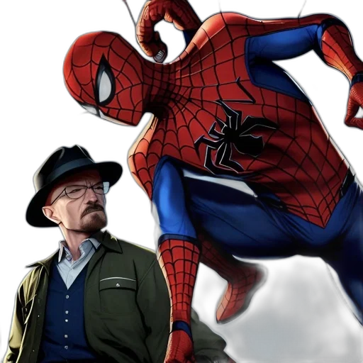 comic book art, concept art, fantasy art, photorealistic, two, characters, interact, man transparent PNG cut-out