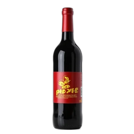 bottle, 3d render, black, red, yellow, label, containing, text transparent PNG cut-out