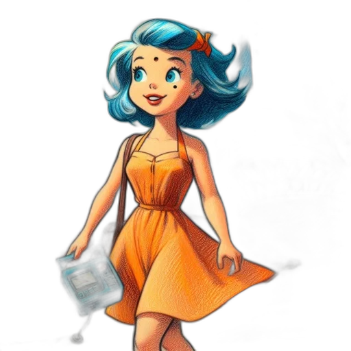dress, robot, staff, concept art, cartoon, comic book art, watercolor, underwater transparent PNG cut-out
