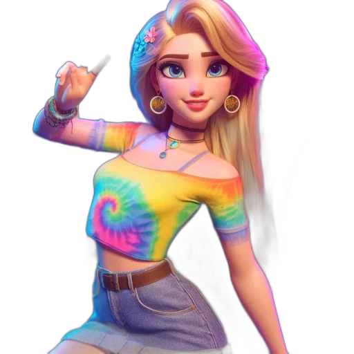 dress, face, staff, concept art, fantasy art, 3d render, pixel art, neon transparent PNG cut-out