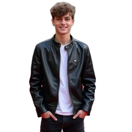 jacket, photorealistic, 3d render, cartoon, concept art, dark, young, man transparent PNG cut-out