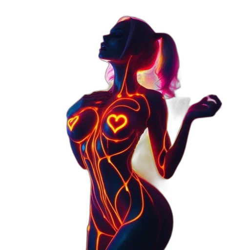 dress, robot, jewelry, concept art, 3d render, pixel art, cyberpunk, neon lights transparent PNG cut-out