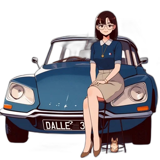 car, dress, anime, cartoon, concept art, pixel art, blue, pastel transparent PNG cut-out