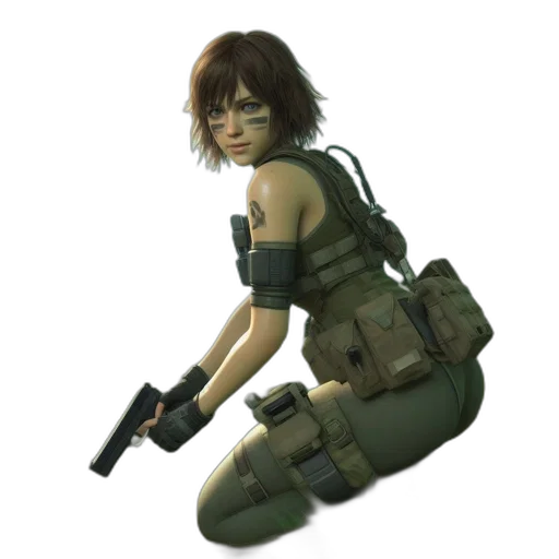 weapon, staff, concept art, 3d render, cyberpunk, pixel art, woman, armed transparent PNG cut-out