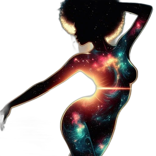 dress, concept art, fantasy art, pixel art, watercolor, outer space, neon lights, woman transparent PNG cut-out