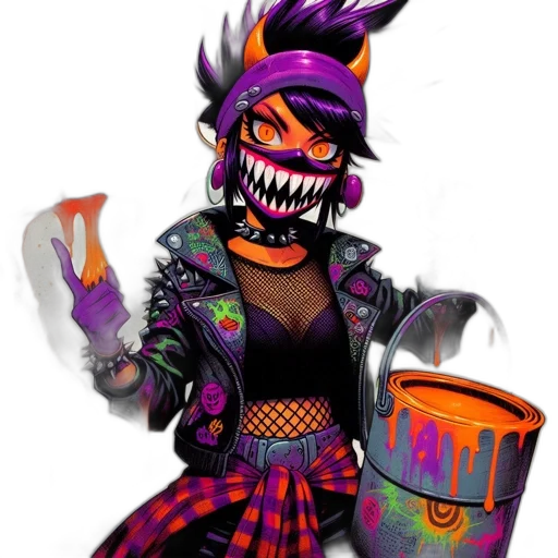 mask, jacket, concept art, cyberpunk, comic book art, cartoon, neon, dark transparent PNG cut-out