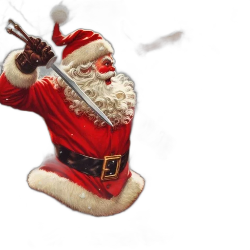 weapon, staff, 3d render, photorealistic, concept art, santa, claus, confronts transparent PNG cut-out