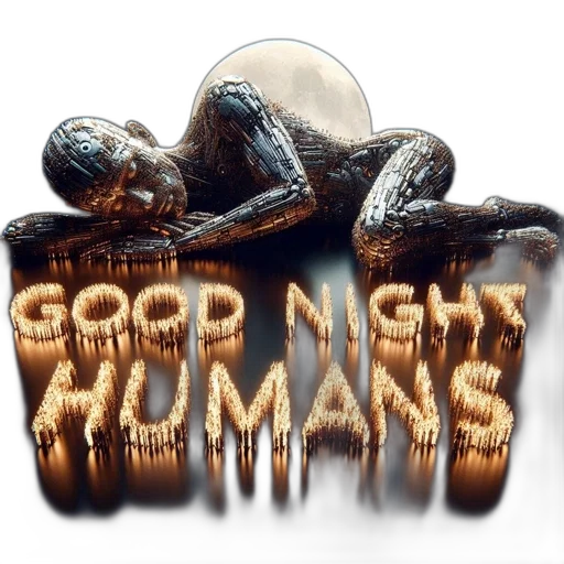 3d render, photorealistic, concept art, metallic, robotic, humanoid, figure, lies transparent PNG cut-out