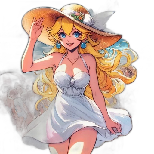 dress, hat, cartoon, anime, concept art, pixel art, pastel, animated transparent PNG cut-out