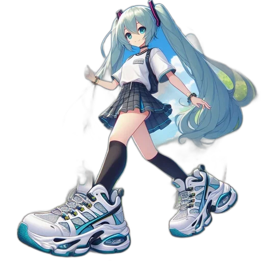 shoes, dress, weapon, robot, anime, concept art, vaporwave, 3d render transparent PNG cut-out