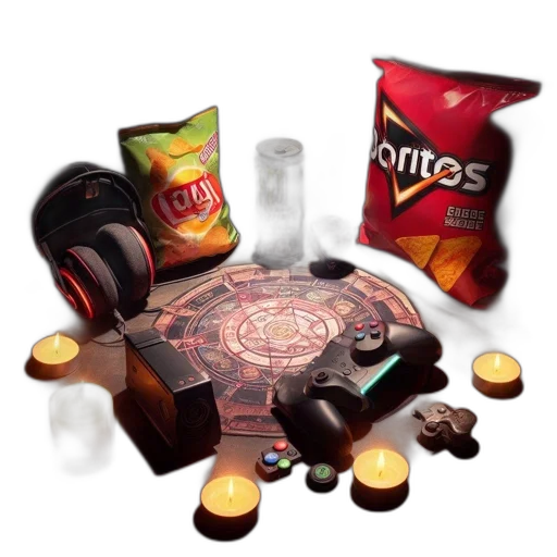 food, robot, gaming, ritualistic, set, features, lays, gamer transparent PNG cut-out