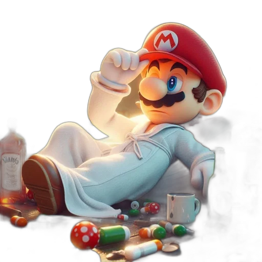 concept art, 3d render, photorealistic, pixel art, image, portrays, mario, gaming transparent PNG cut-out