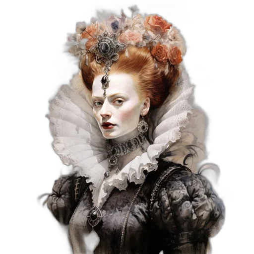 crown, dress, jewelry, face, photorealistic, fantasy art, concept art, oil painting transparent PNG cut-out