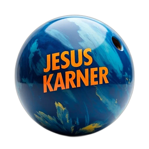 3d render, blue, white, bowling, ball, text, jesus, karner transparent PNG cut-out