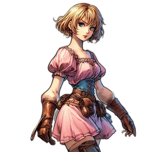 dress, staff, sword, weapon, concept art, pixel art, fantasy art, anime transparent PNG cut-out