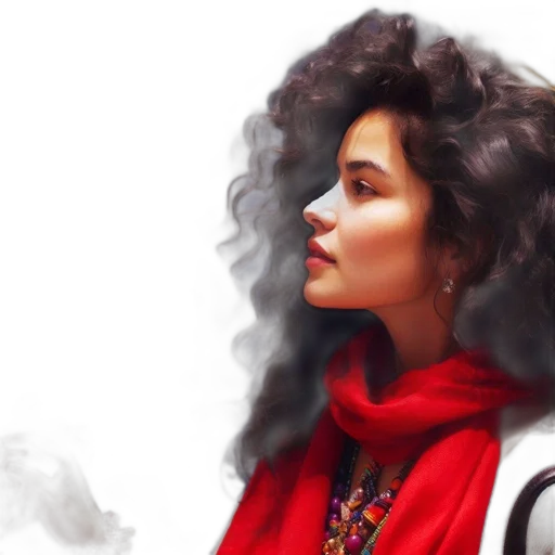 hair, jacket, face, photorealistic, concept art, oil painting, watercolor, red transparent PNG cut-out