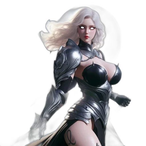 comic book art, concept art, fantasy art, 3d render, woman, flowing, white, hair transparent PNG cut-out